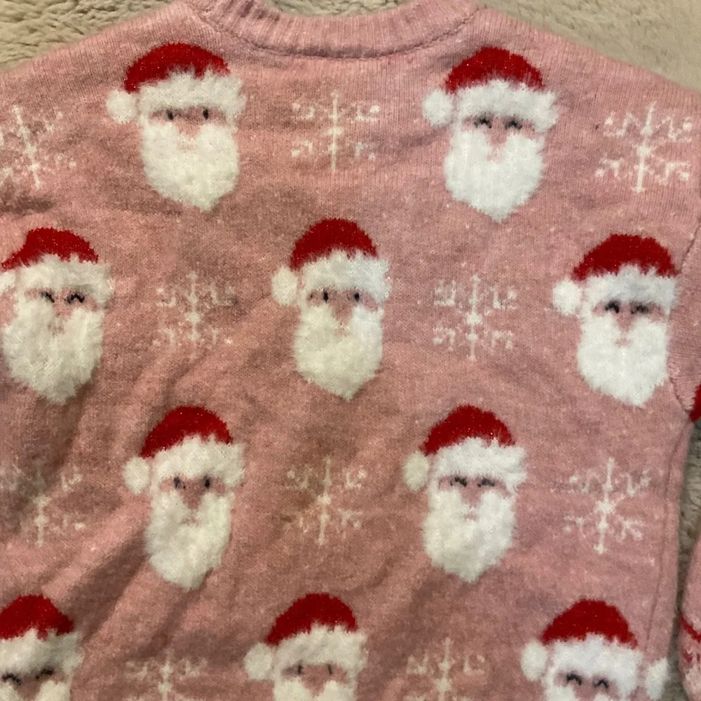 Dunes Stores Sweater Santa Pink‎ Size 7-8 Winter Soft Cozy Kids